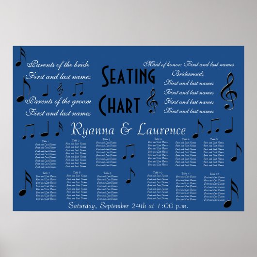 Poster Organigramme de mariage notes de musique quelque c (Devant)