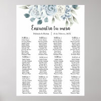 Organigramme mariage de fleurs bleues vertes