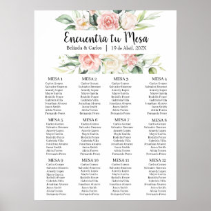 Poster Organigramme rose mariage