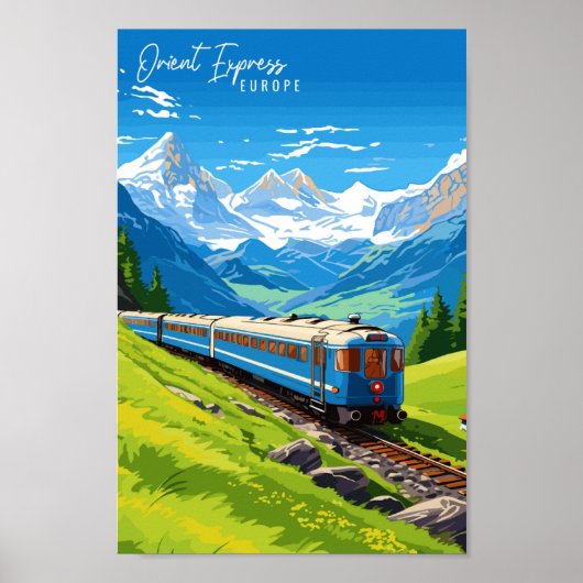 Poster Orient Express Europe illustration de voyage vinta (Devant)