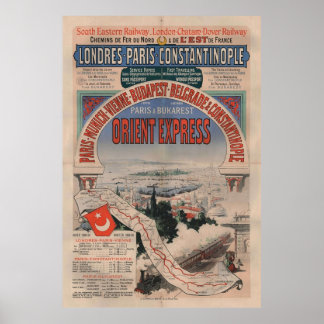Poster Orient Express Voyage en train Vintage Imprimer