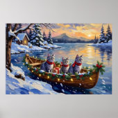 Poster Oriental Blue Cat Christmas Boat Holiday (Devant)