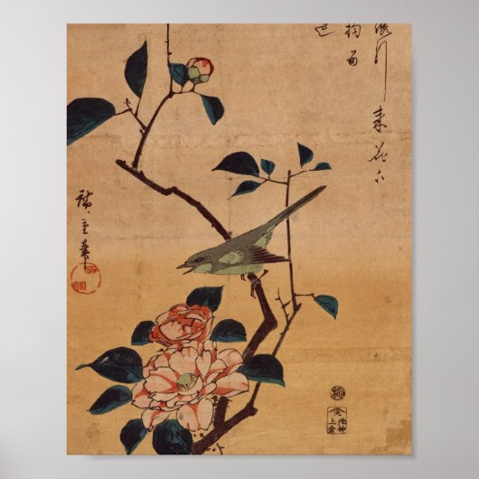 Poster Oriental Camellia et Paruline (Devant)