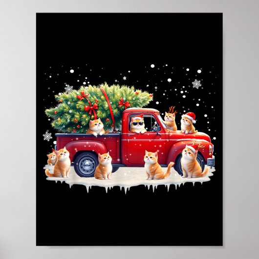 Poster Oriental Cat Red Truck Christmas Tree Santa Ugly X (Devant)