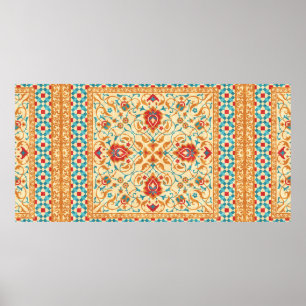 Poster Oriental rug,ornate ornamental floral pattern,styl
