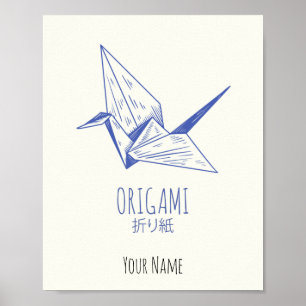 Poster Origami Art Grue traditionnelle