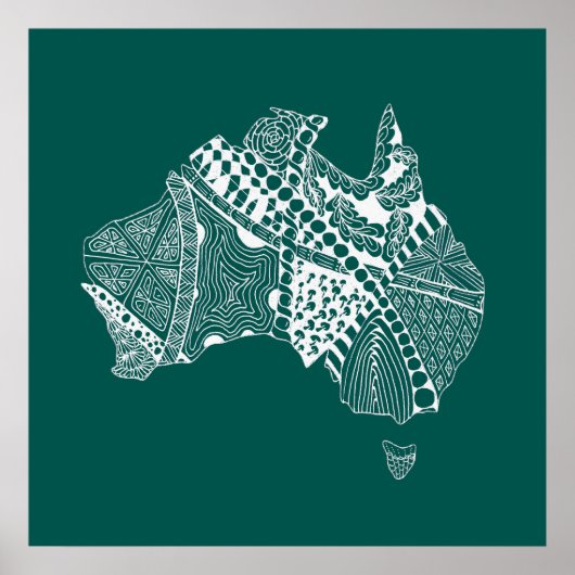 Poster Original Australia Map Art - Choose Your Colour (Devant)