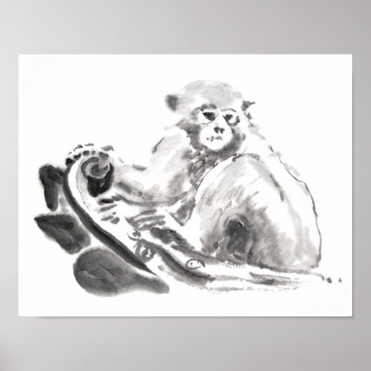 Poster original de la peinture de linge de singe A (Devant)