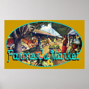 Poster Original Farmer's Market, Hollywood, Californie