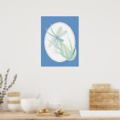 Poster Originale aquarelle Blue Green Dragonfly (Cuisine)