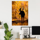 Poster Orignal (Alces Alces) mâle dans les saules dorés 2 (Bureau à domicile)