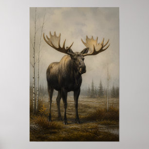 Poster Orignal dans l'art mural de la faune de la forêt b