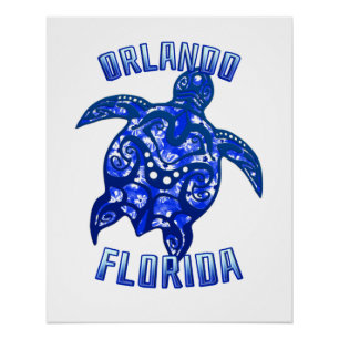 Poster Orlando Florida Vacances Tortue Tribale