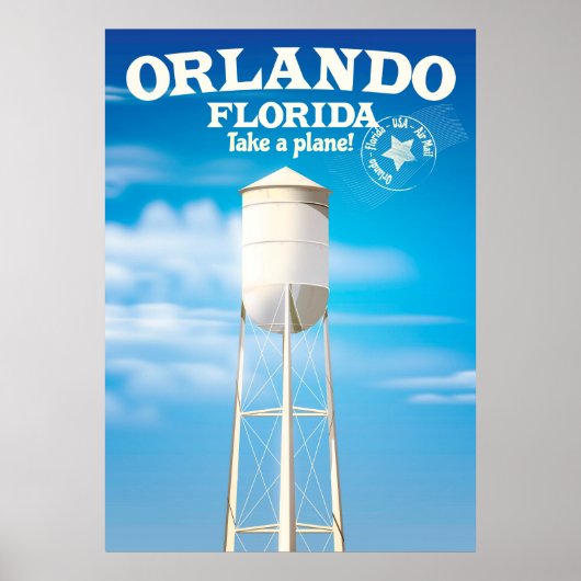Poster Orlando, Florida Water Tower imprimé voyage. (Devant)