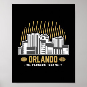 Poster Orlando Floride États-Unis Skyline Voyage Graphism