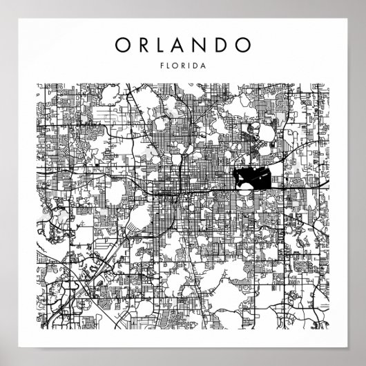 Poster Orlando Floride Minimal moderne carte des rues (Devant)