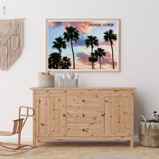 Poster Orlando, Floride Nuages Roses & Palm Trees