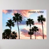 Poster Orlando, Floride Nuages Roses & Palm Trees (Devant)