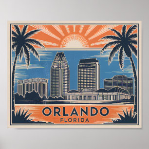 Poster Orlando Floride Skyline Vintage voyage Cityscape