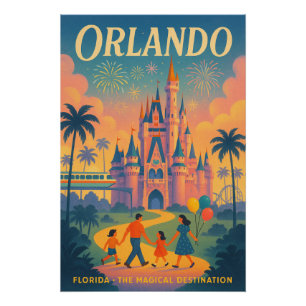 Poster Orlando Rétro 2025 – Voyage Magique en Floride
