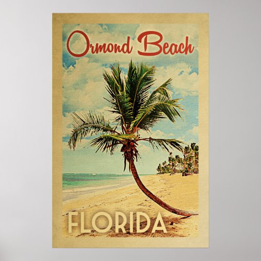 Poster Ormond Beach Palm Tree Vintage voyage (Devant)