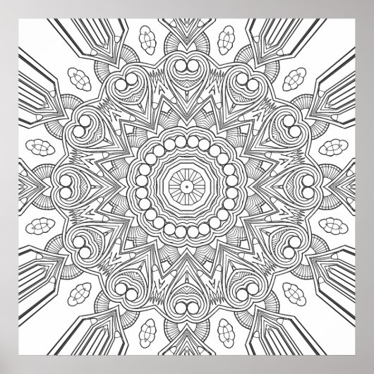 Poster Ornamental Geometric Mandala with Faceted Layers (Devant)