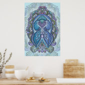 Poster Ornat bleu et design Mandala Turquoise (Cuisine)