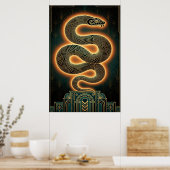 Poster Ornate Art Deco Snake Serpent Gold Coil (Cuisine)