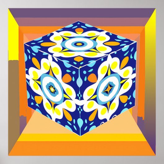 Poster Ornate Cube: A Kaleidoscope of Patterns (Devant)