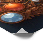 Poster Ornate Orange Flower Artwork in Gold Frame (Coin)