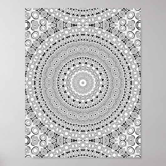 Poster Ornate Petal Rings Coloring Page Pattern Design (Devant)