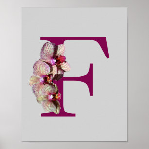 Poster Orné Élégant Monogramme Initiale F Personnalisé