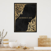 Poster Orné Vintage noir et or (Cuisine)