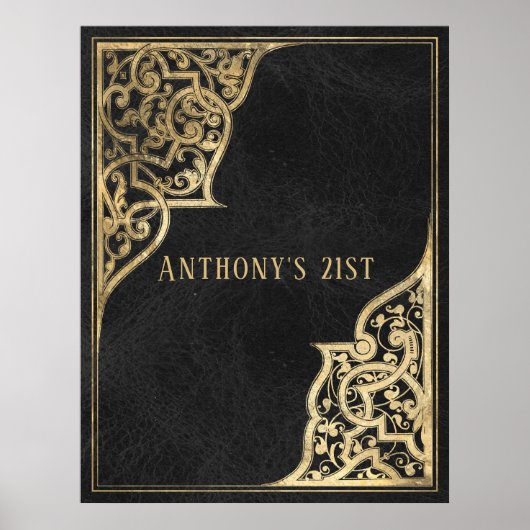 Poster Orné Vintage noir et or (Devant)