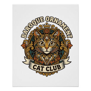 Poster Ornement baroque Chat Cadeau amateur de chat - Orn