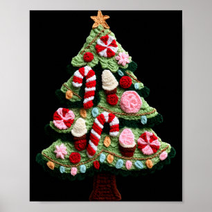 Poster Ornement d'arbre de Noël Bonbon Crochet Fêtes