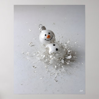 Poster Ornement de bonhomme de neige brisé à 45 degrés vu