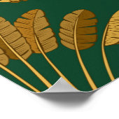 Poster Ornement de palmiers d'or sur un fond vert (Coin)
