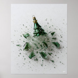 Poster Ornement de sapin de Noël qui éclate en vue descen