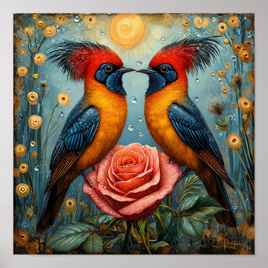 Poster Ornement d'oiseaux (Devant)