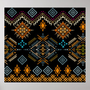 Poster Ornement ethnique Boho Motif sans couture