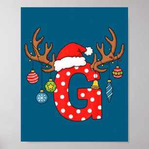 Poster Ornement initial de l'alphabet monogramme de Noël