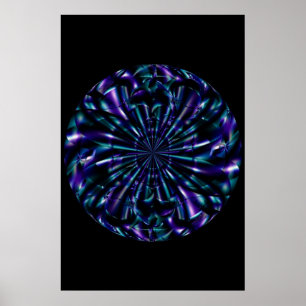 Poster Ornemental   Art fractal bleu et violet