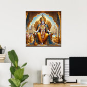 Poster Ornementation dorée royale Krishna Trône Dwarkadhe (Bureau à domicile)