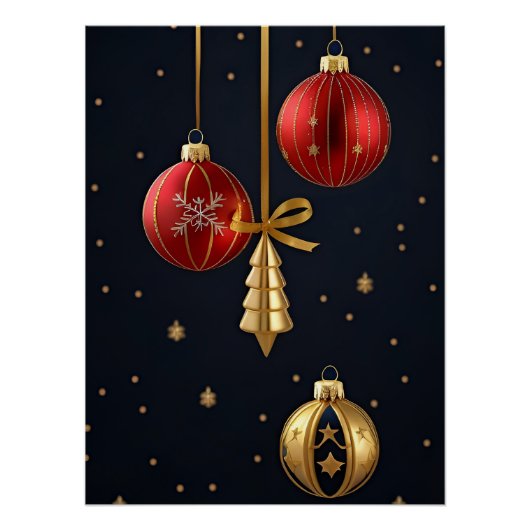 Poster Ornements de Noël élégants (Devant)