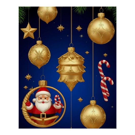 Poster Ornements de Noël élégants (Devant)