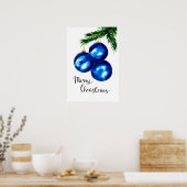 Poster Ornements de sapin de Noël bleus (Cuisine)