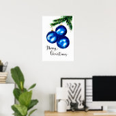 Poster Ornements de sapin de Noël bleus (Bureau à domicile)