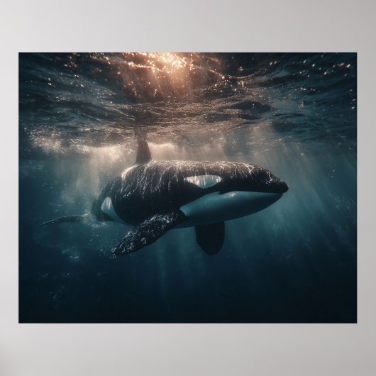 Poster Orque nageant dans les eaux profondes (Devant)