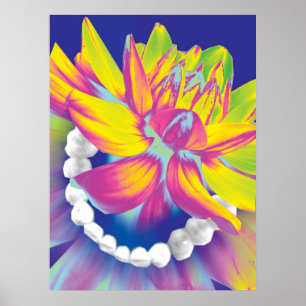 Poster Orthodontiste Dentiste Dents & Fleurs